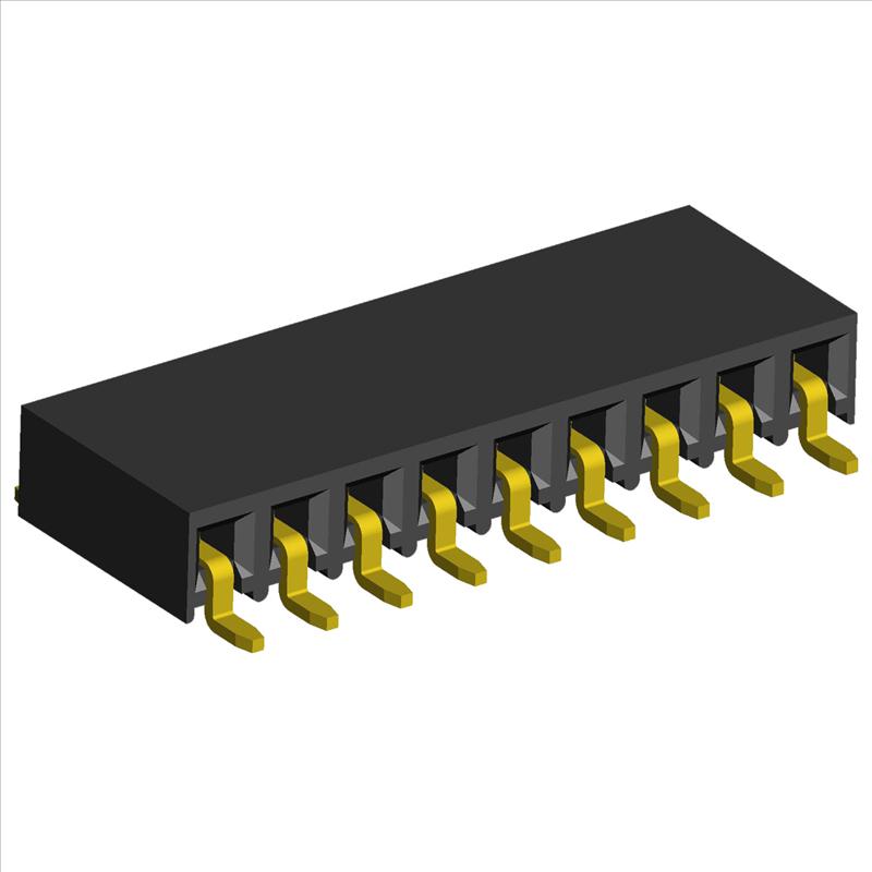 2.54mm PCB Socket Single Row Horizontal Entry Three Sides Contact SMD Type